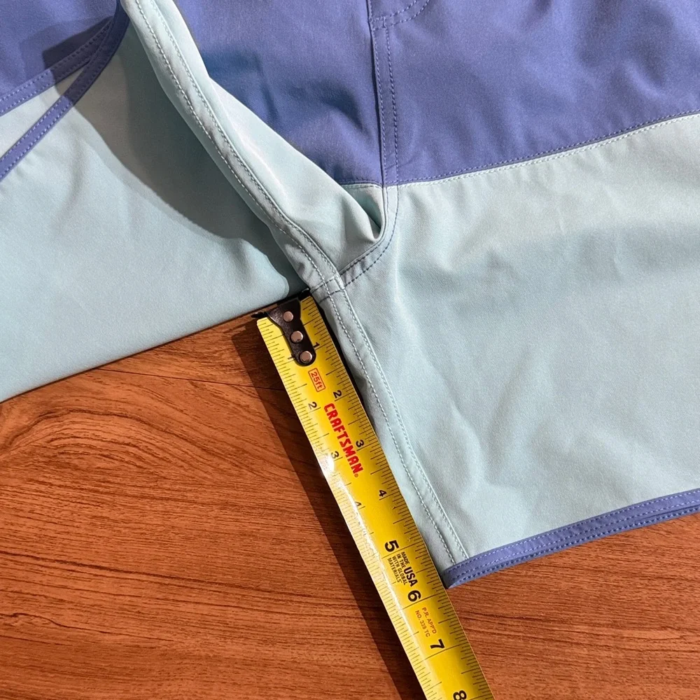 Johnnie-O Tully Monsoon Boys Sz 16 Color‎ Block Teal Lined Swim Trunks Waist Tie